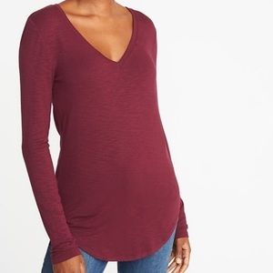 Old Navy Burgundy Red Long Sleeve Luxe Tee